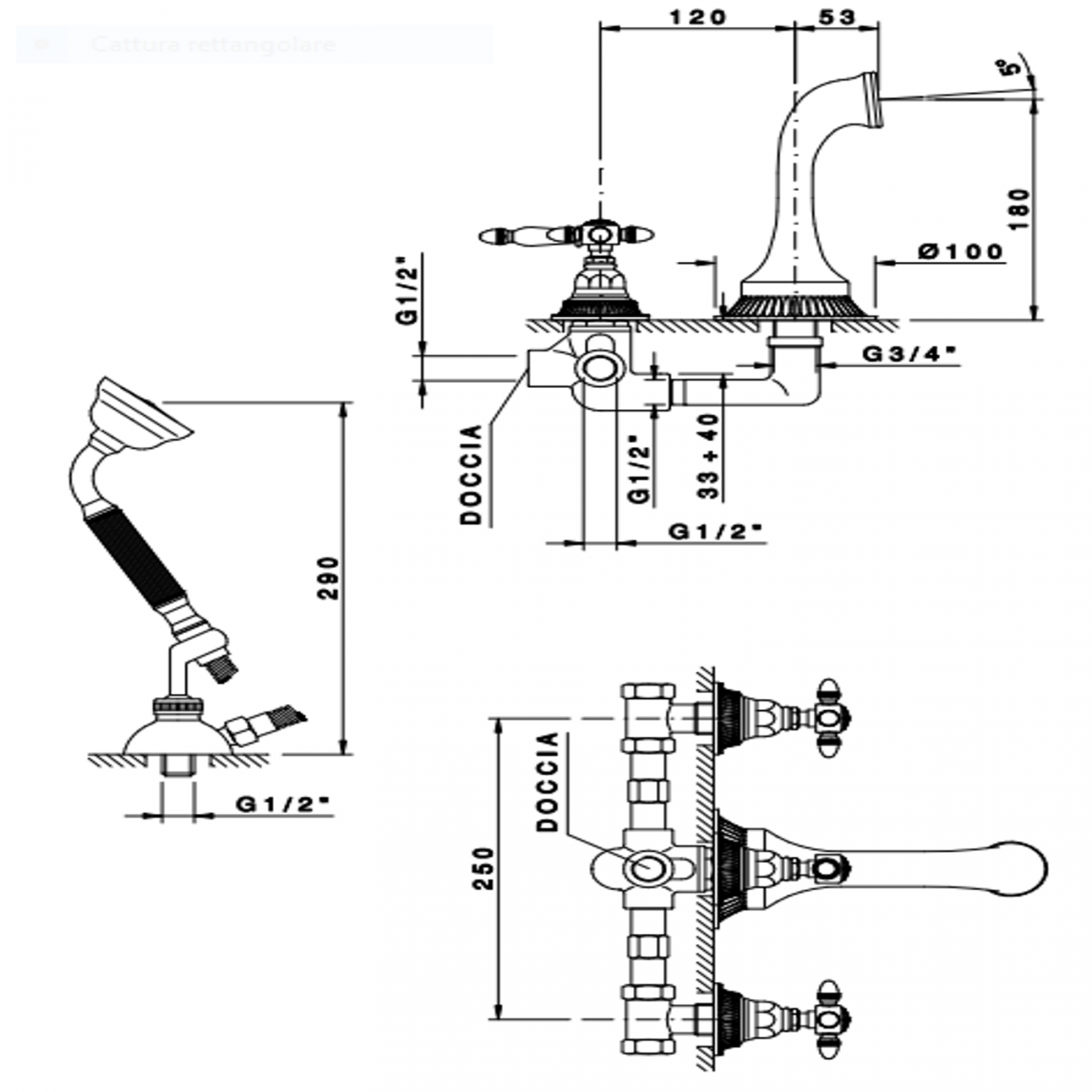Officina Nicolazzi Impero, Wall mounted built-in tank unit