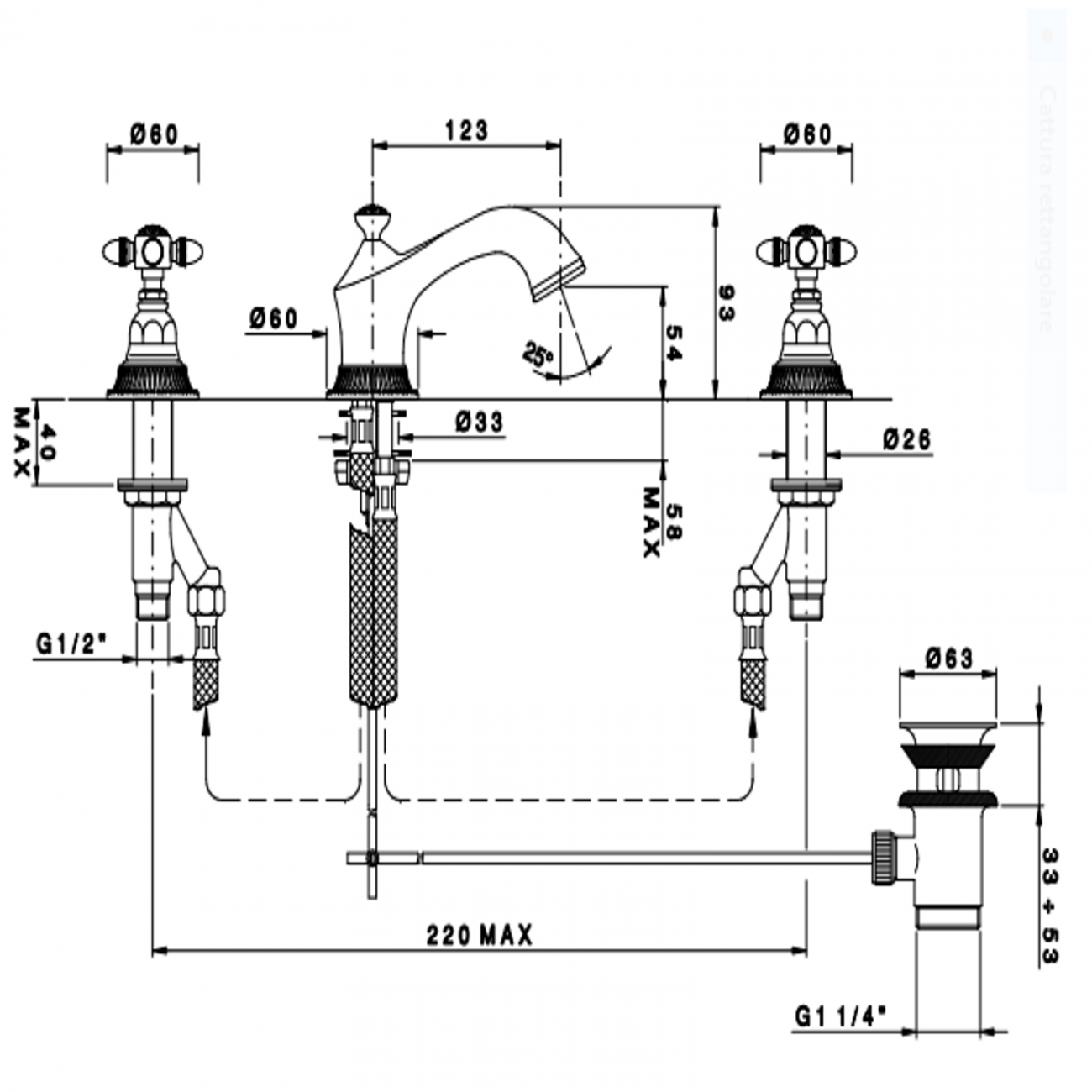 Officina Nicolazzi Impero, Batteria lavabo scarico automatico