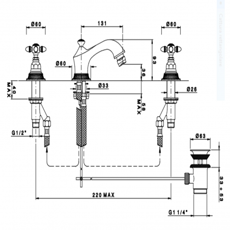 Officina Nicolazzi Impero, Batterie pour bidet externe