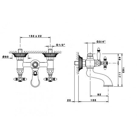 Officina Nicolazzi Impero, Outdoor bathtub group for shower column