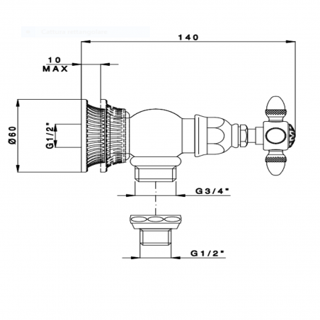 Officina Nicolazzi Impero,  3/4" washing machine tap with 1/2" flex connection