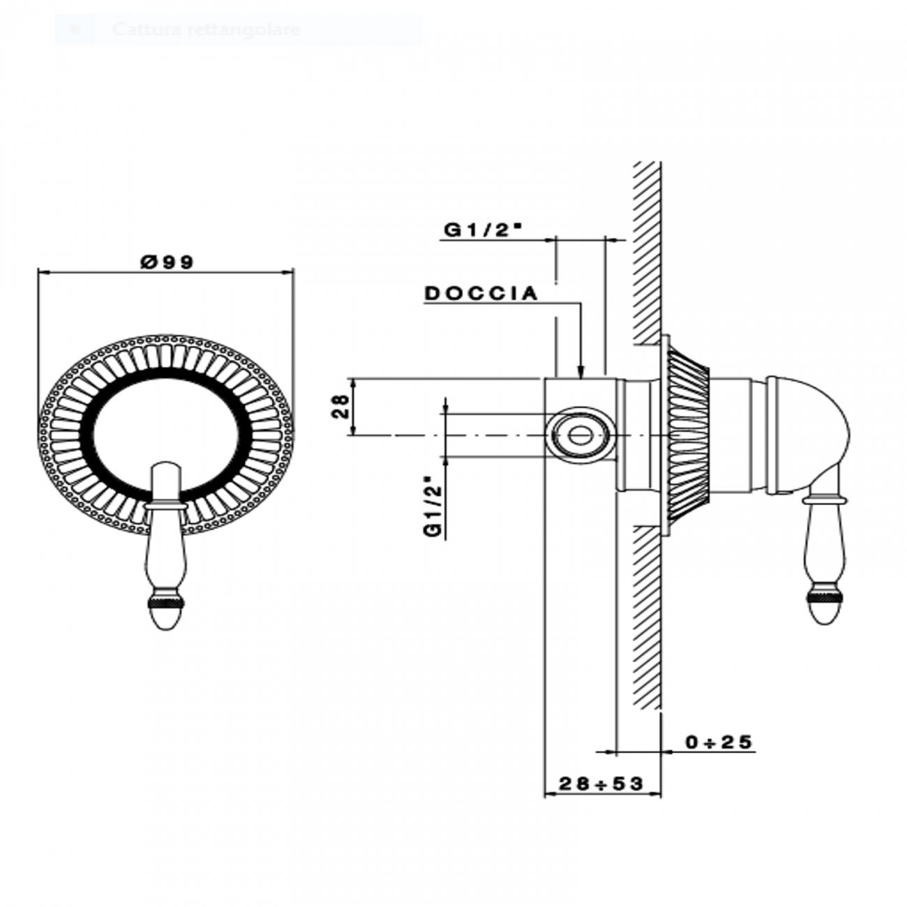 Officina Nicolazzi Impero, Built-in single-lever shower door
