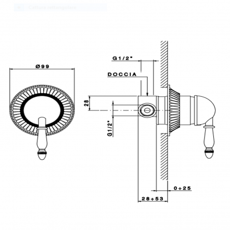 Officina Nicolazzi Impero, Built-in single-lever shower door