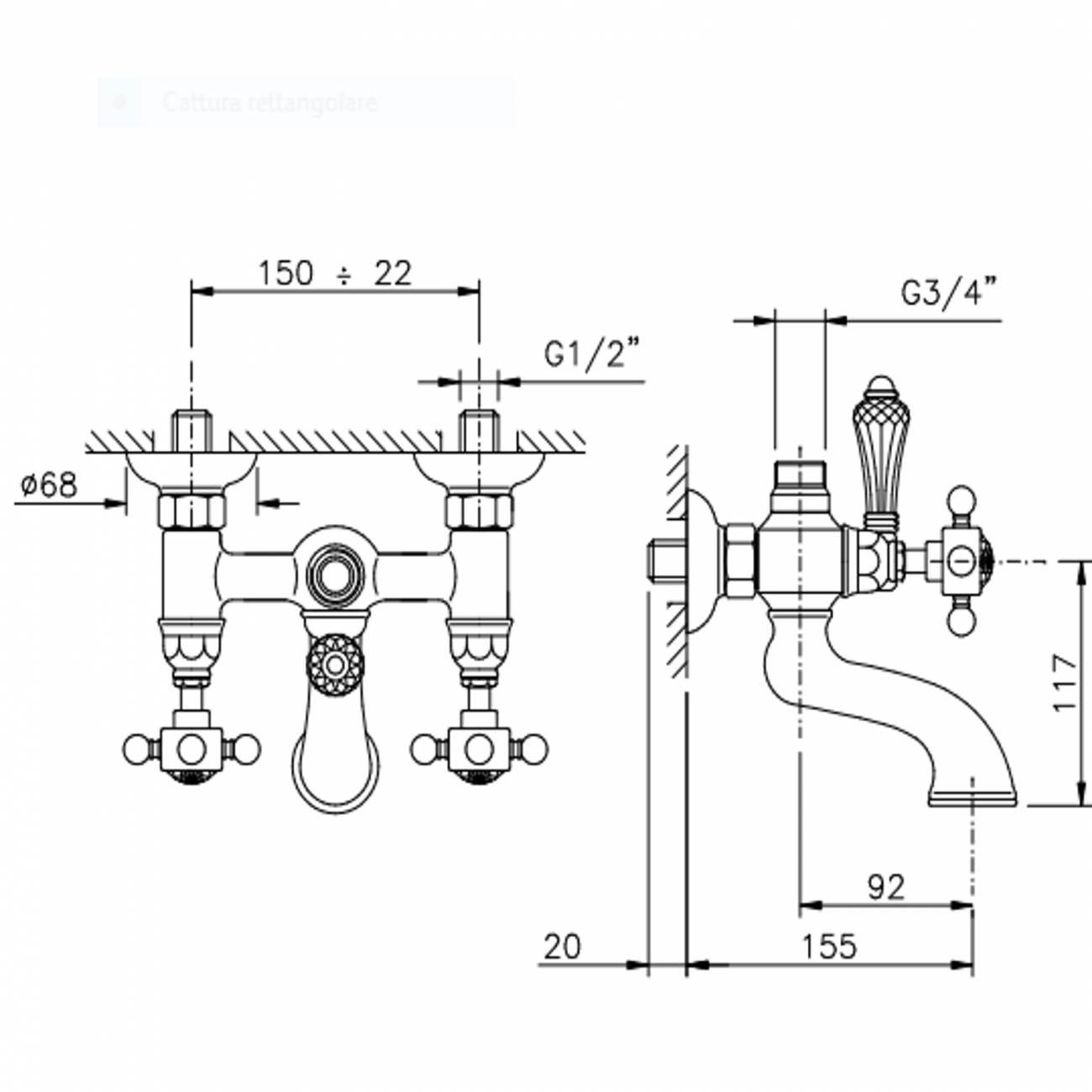 Officina Nicolazzi Half Dome Cristal Liberty, Gruppo vasca esterno con colonna doccia