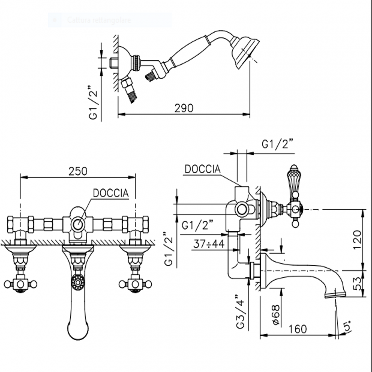Officina Nicolazzi Half Dome Crystal Liberty, Wall mounted built-in tank unit