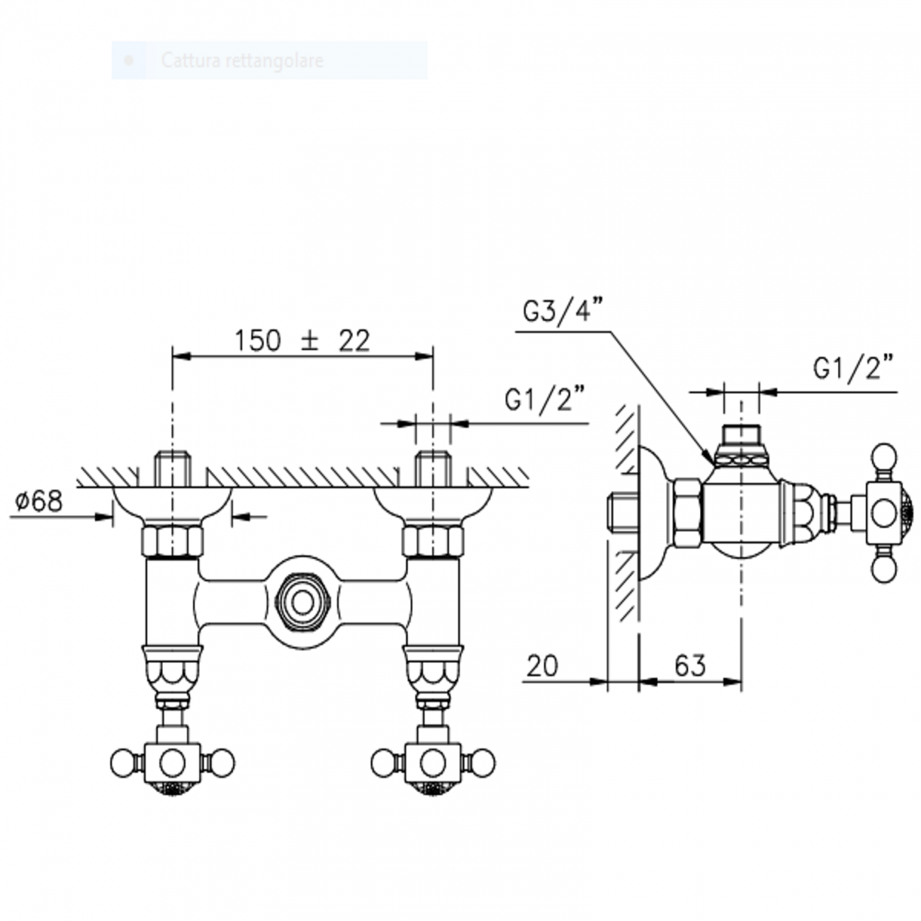 Officina Nicolazzi Half Dome Crystal Liberty, Groupe de douche externe (sans flex et douche)