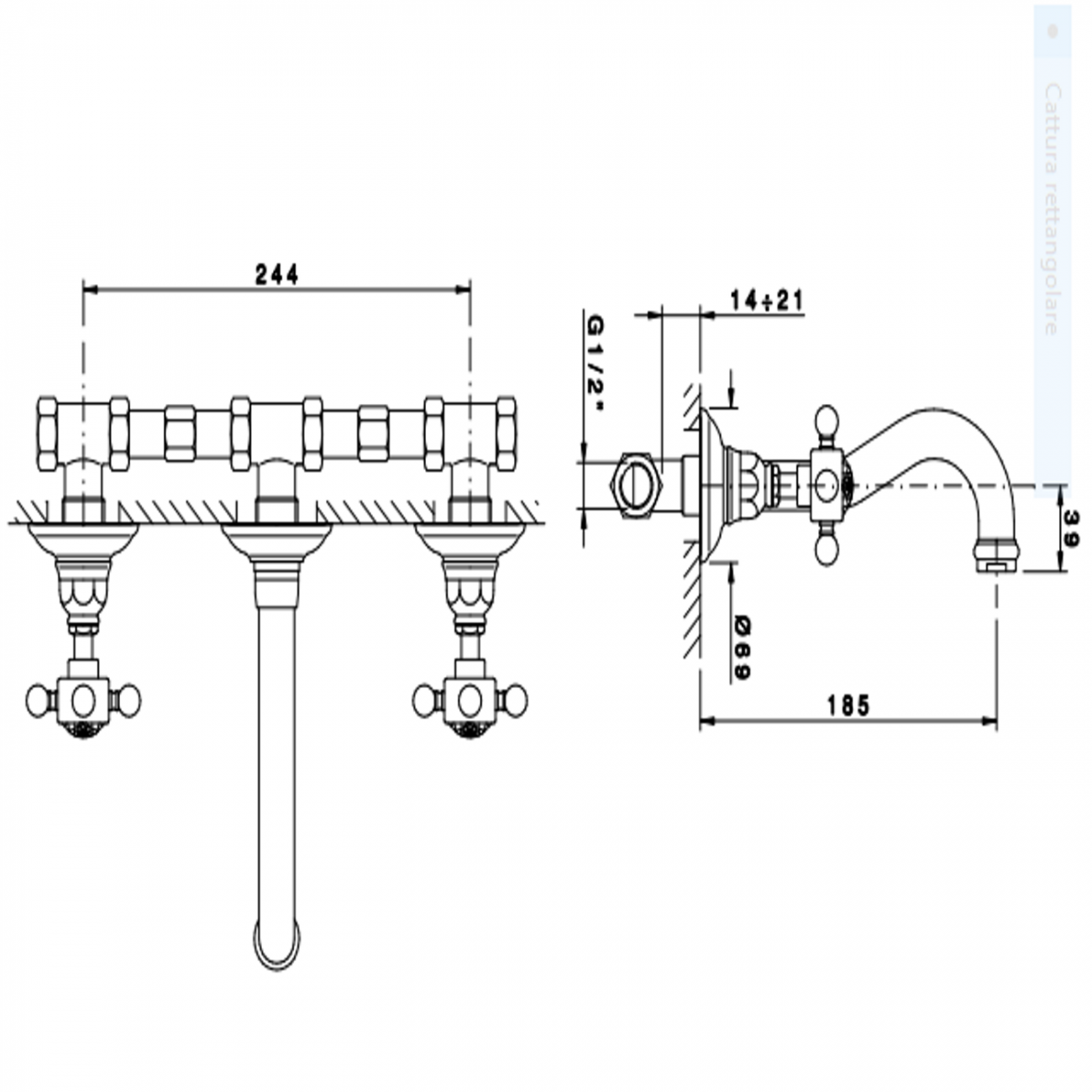 Officina Nicolazzi Half Dome Crystal Liberty, Battery washbasin wall mounted