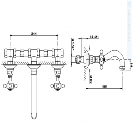 Officina Nicolazzi Half Dome Crystal Liberty, Battery washbasin wall mounted