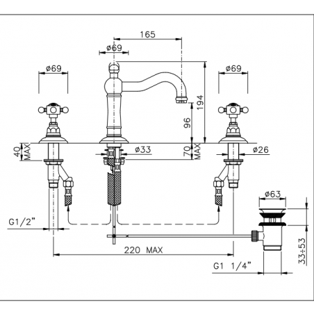 Officina Nicolazzi Half Dome Crystal Liberty, Battery washbasin automatic discharge