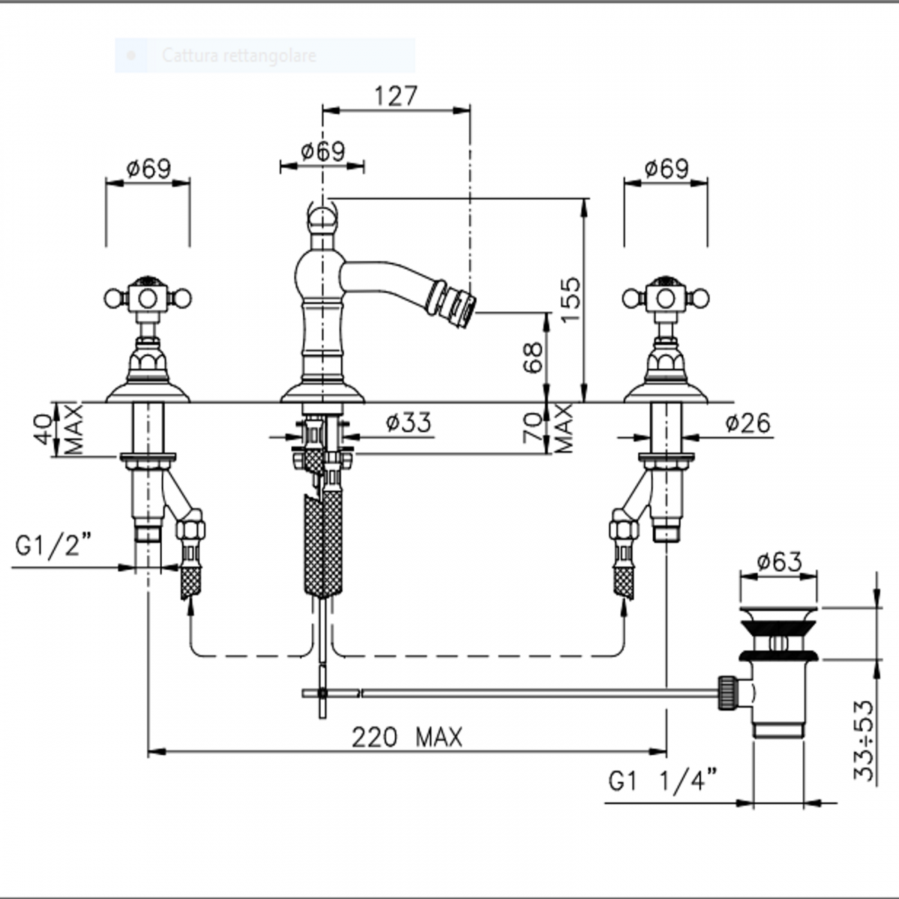 Officina Nicolazzi Half Dome Crystal Liberty, Batteria per bidet esterna