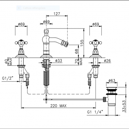 Officina Nicolazzi Half Dome Crystal Liberty, Batteria per bidet esterna