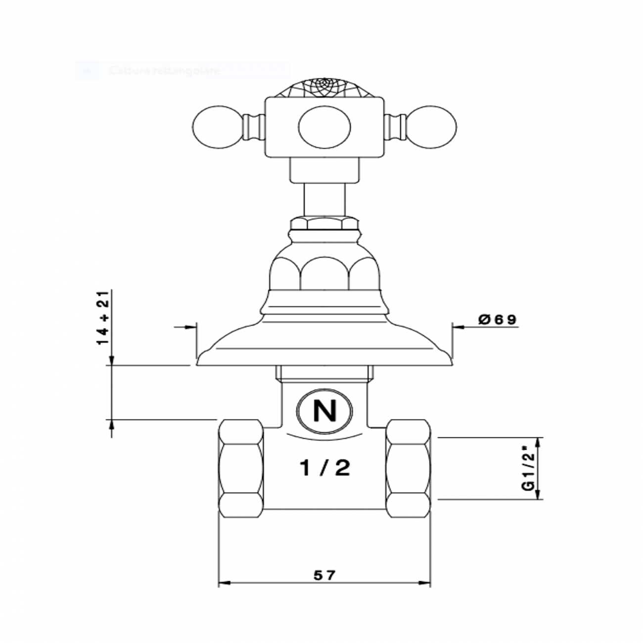 Officina Nicolazzi Half Dome Crystal Liberty, Rubinetto d'arresto incasso 1/2"