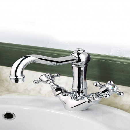 Officina Nicolazzi Half Dome Crystal Liberty, Monoforo lavabo scarico automatico, canna girevole