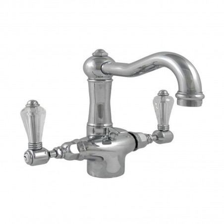 Officina Nicolazzi Half Dome Crystal Liberty, Single hole automatic drain basin, swivel barrel