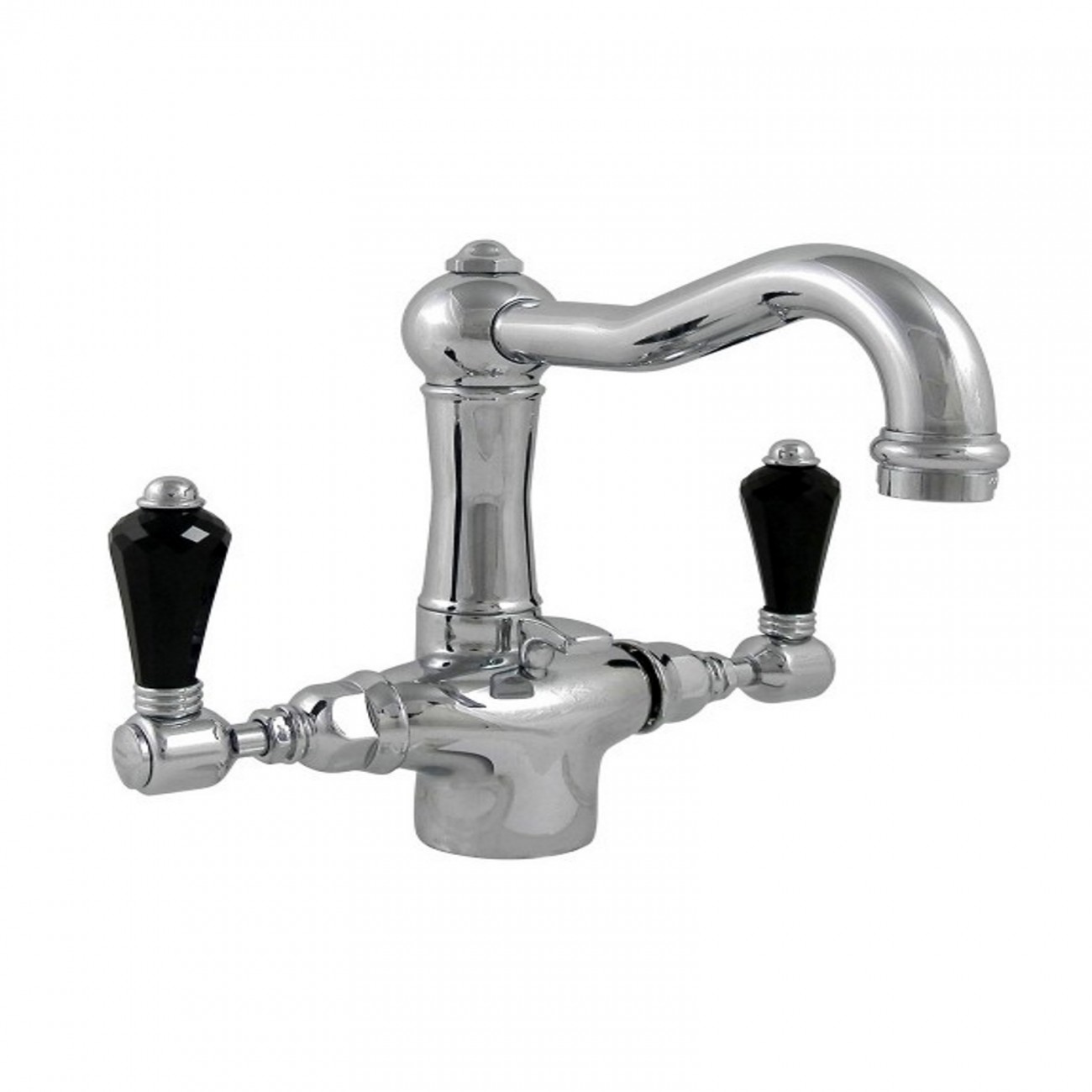 Officina Nicolazzi Half Dome Crystal Liberty, Single hole automatic drain basin, swivel barrel