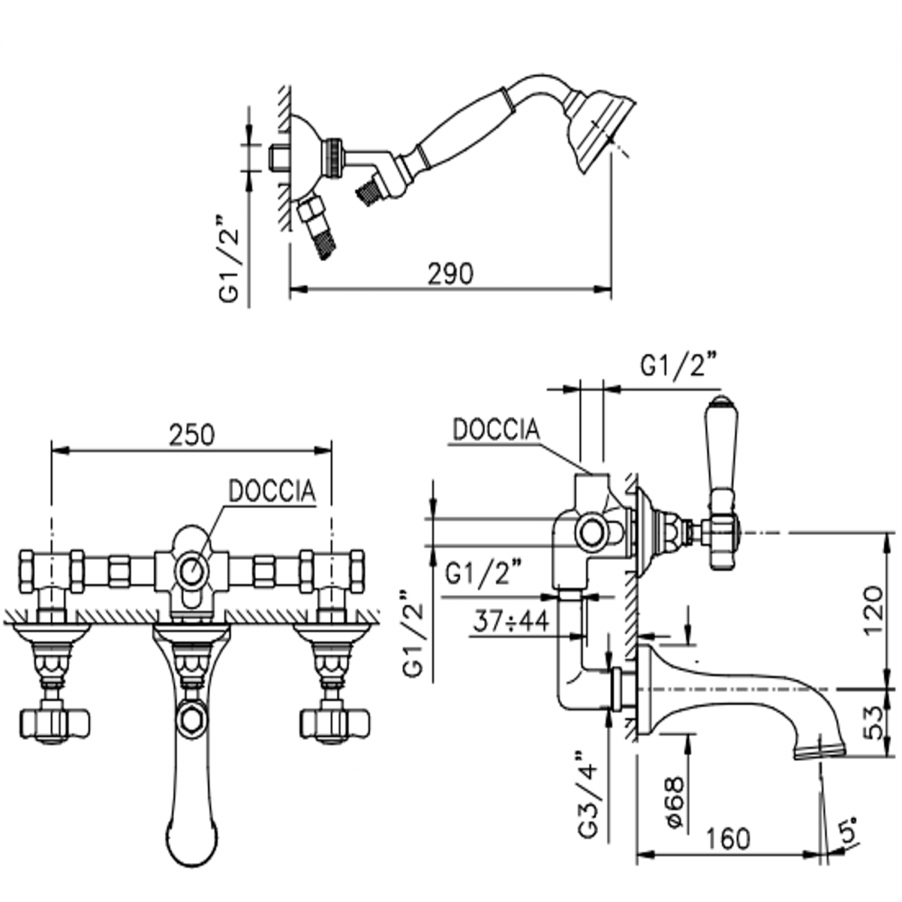 Officina Nicolazzi Tradizionale, Wall mounted built-in tank unit