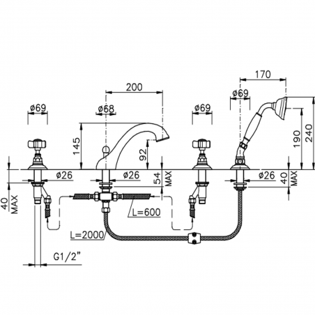 Officina Nicolazzi Tradizionali, Gruppo bordo vasca 4 fori