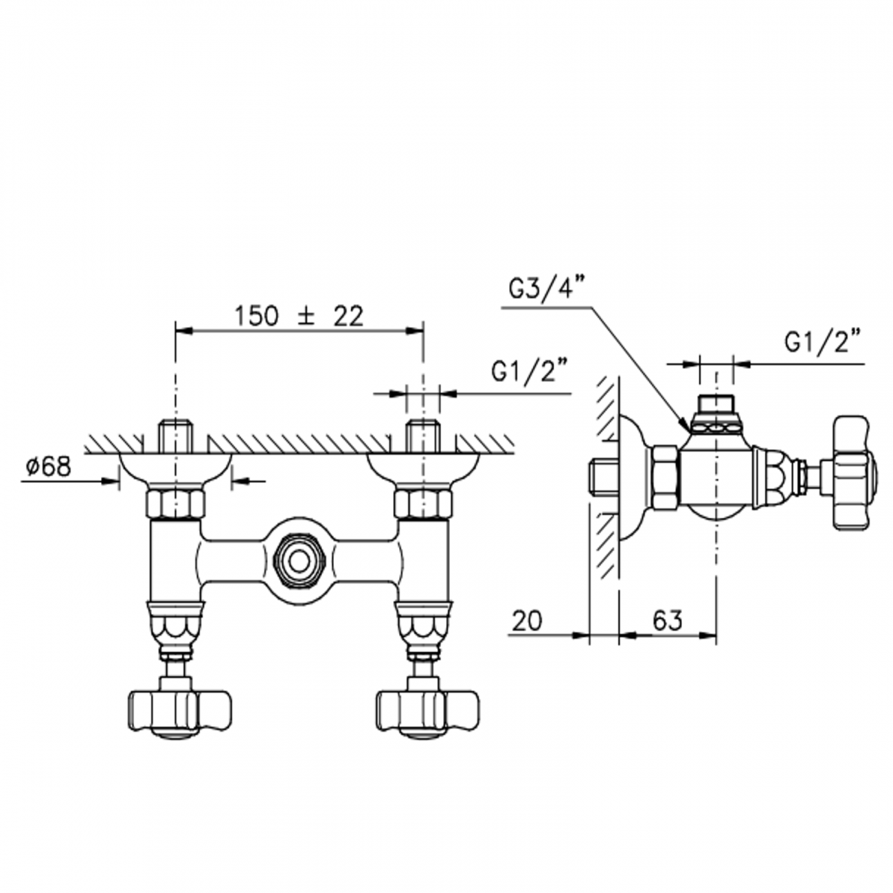 Officina Nicolazzi Tradizionale, Groupe de douche extérieur (sans flex et douche)