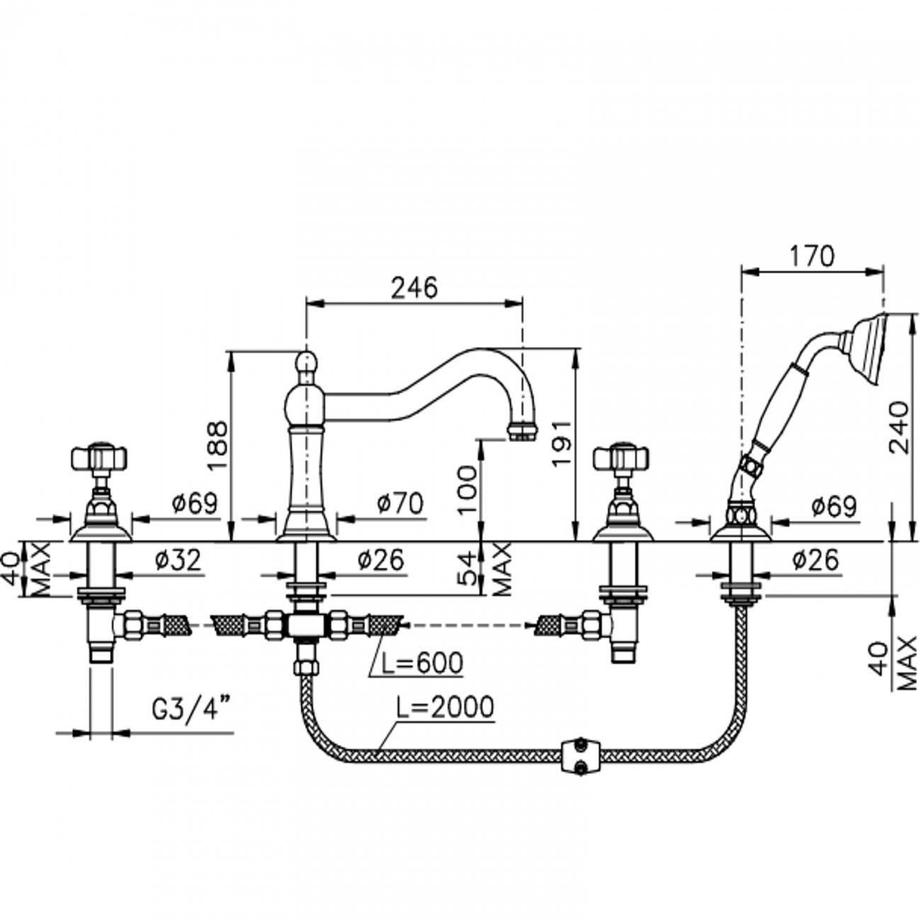 Officina Nicolazzi Tradizionale, Pool edge assembly 4 holes