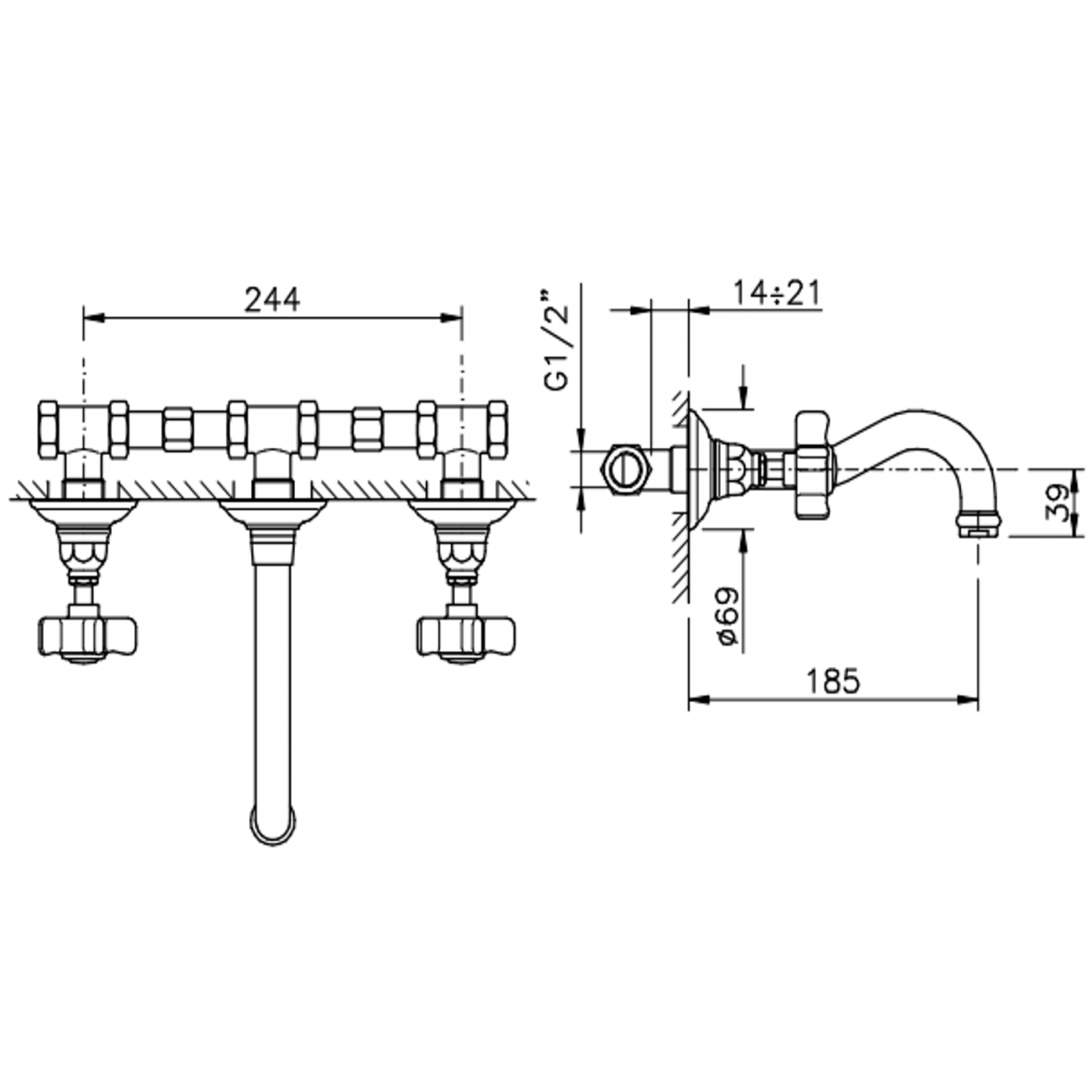 Officina Nicolazzi Tradizionale, Battery washbasin wall mounted