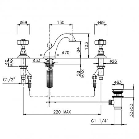 Officina Nicolazzi Tradizionale, Battery washbasin automatic discharge