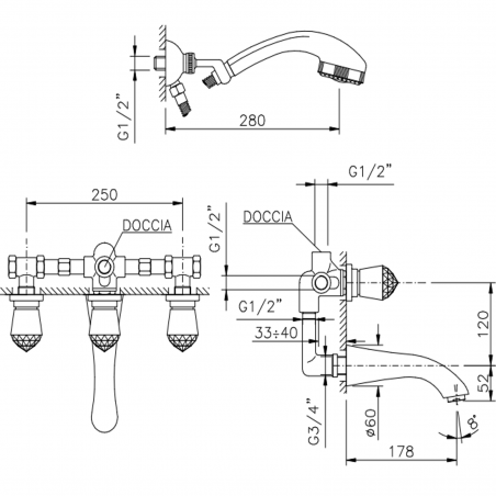 Officina Nicolazzi Cristallo, Wall mounted built-in tank unit
