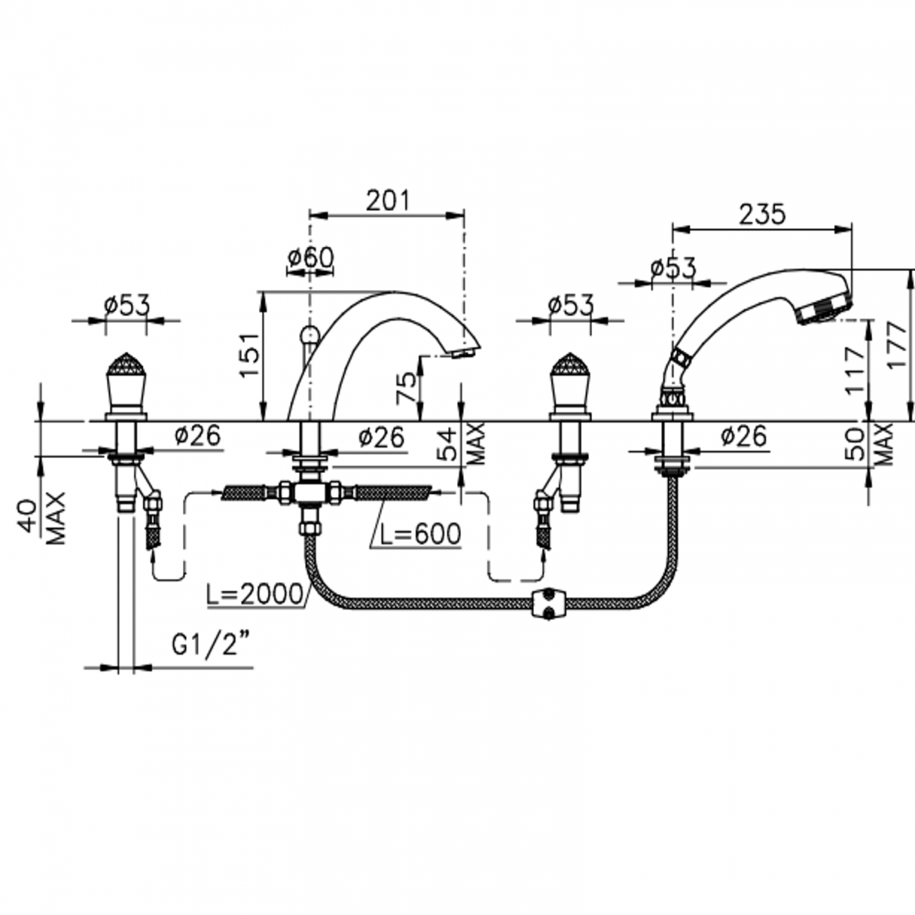 Officina Nicolazzi Cristallo, Pool edge assembly 4 holes