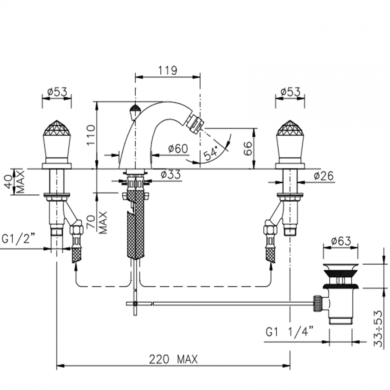 Officina Nicolazzi Cristallo, Batteria per bidet esterna