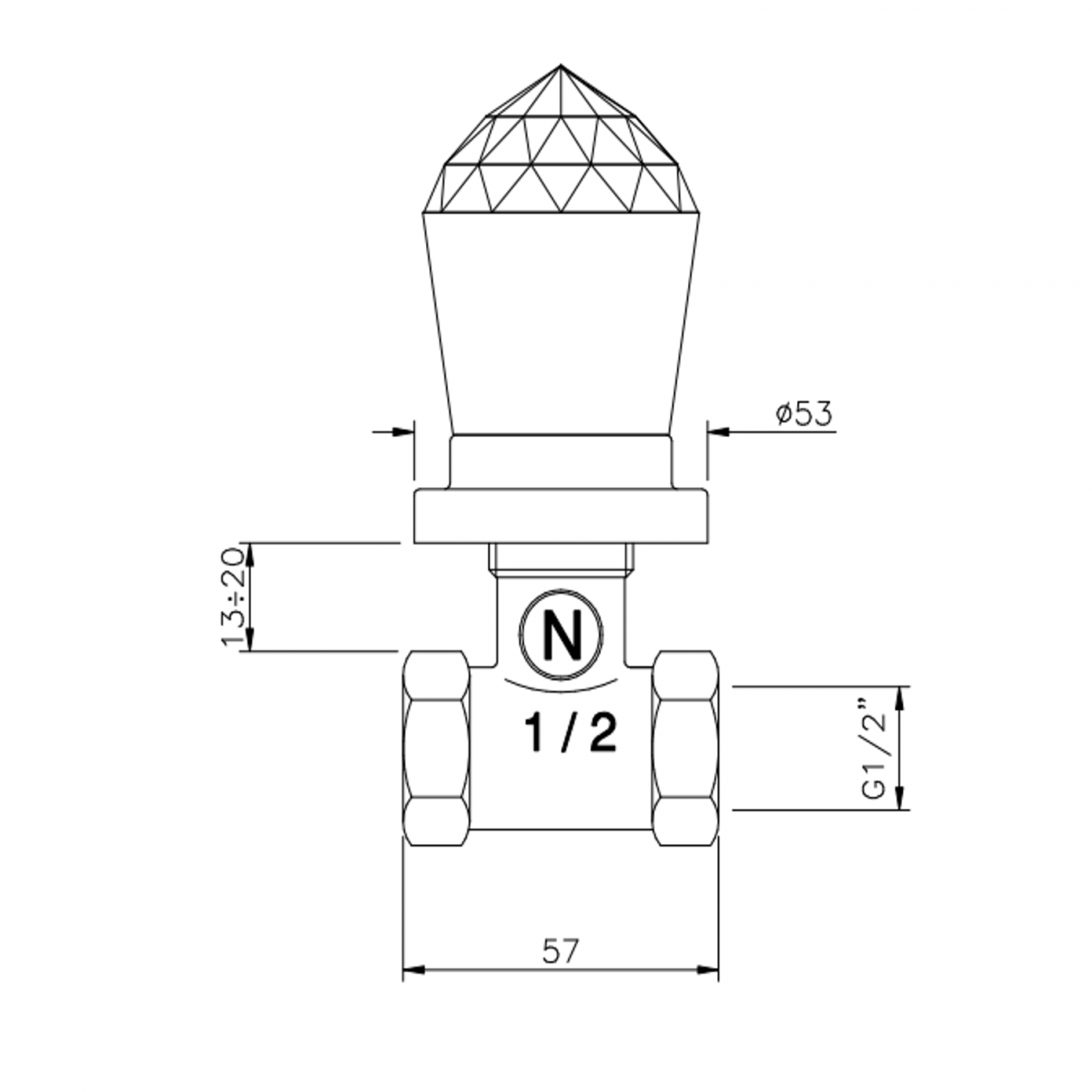 Officina Nicolazzi Cristallo, Robinet darrêt 1/2"