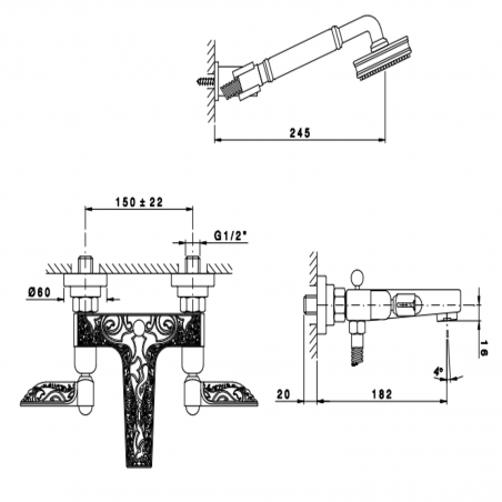 Officina Nicolazzi Liberty, Bathtub group with outdoor shower duplex