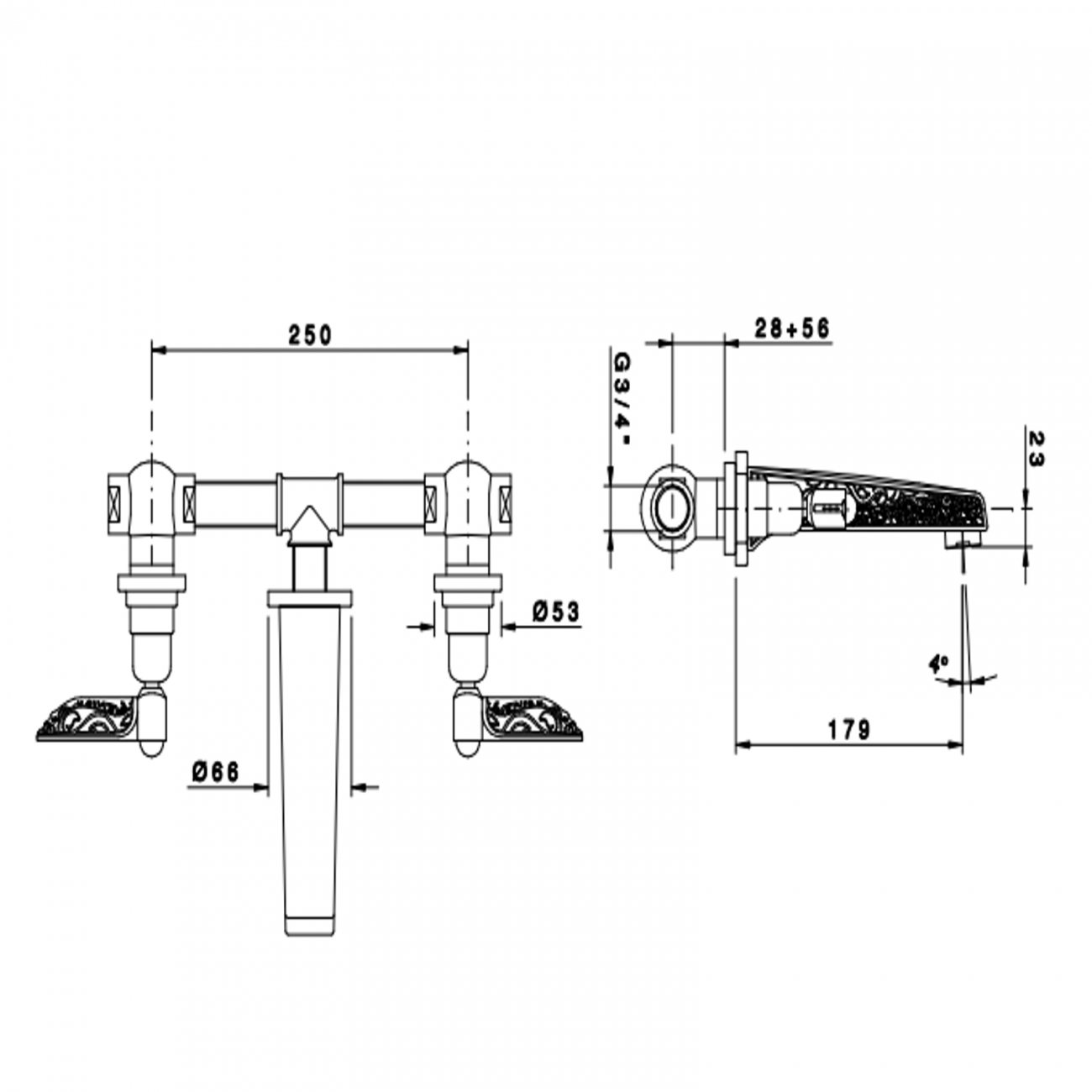 Officina Nicolazzi Liberty, Batterie de lavabo mural