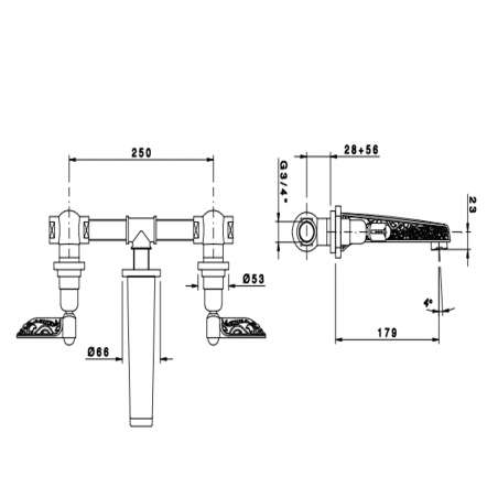 Officina Nicolazzi Liberty, Battery washbasin wall mounted