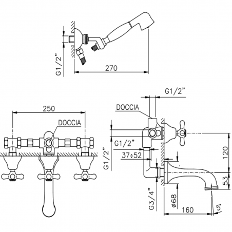 Officina Nicolazzi Nuova Brenta, Gruppo vasca incasso erogazione a parete