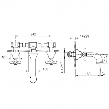 Officina Nicolazzi Nuova Brenta, Battery washbasin wall mounted