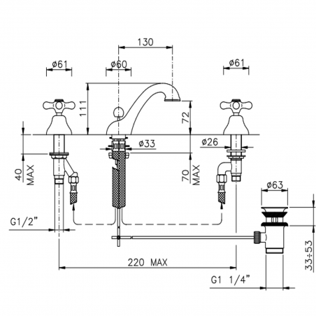 Officina Nicolazzi Nuova Brenta, Battery washbasin automatic discharge