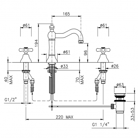 Officina Nicolazzi Nuova Brenta, Battery washbasin mouth column