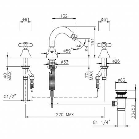 Officina Nicolazzi Nuova Brenta, Battery for external bidet