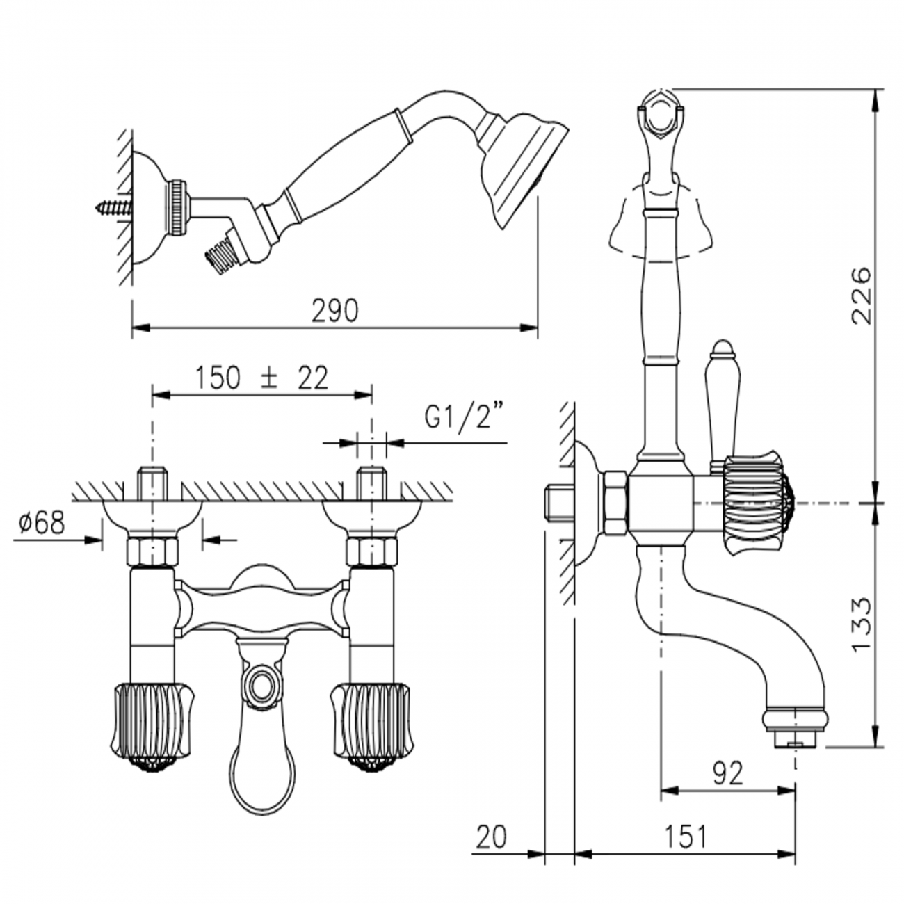 Officina Nicolazzi Onice, Bathtub group with outdoor shower duplex