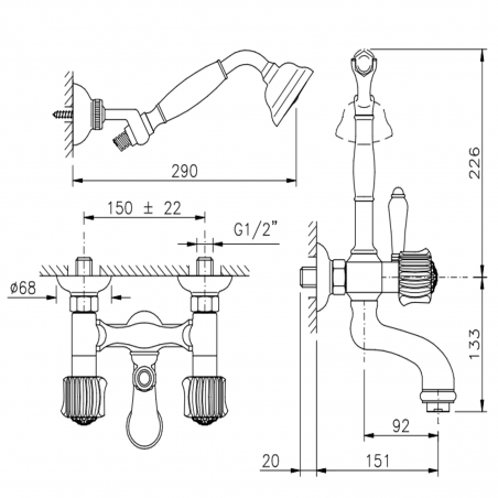 Officina Nicolazzi Onice, Bathtub group with outdoor shower duplex