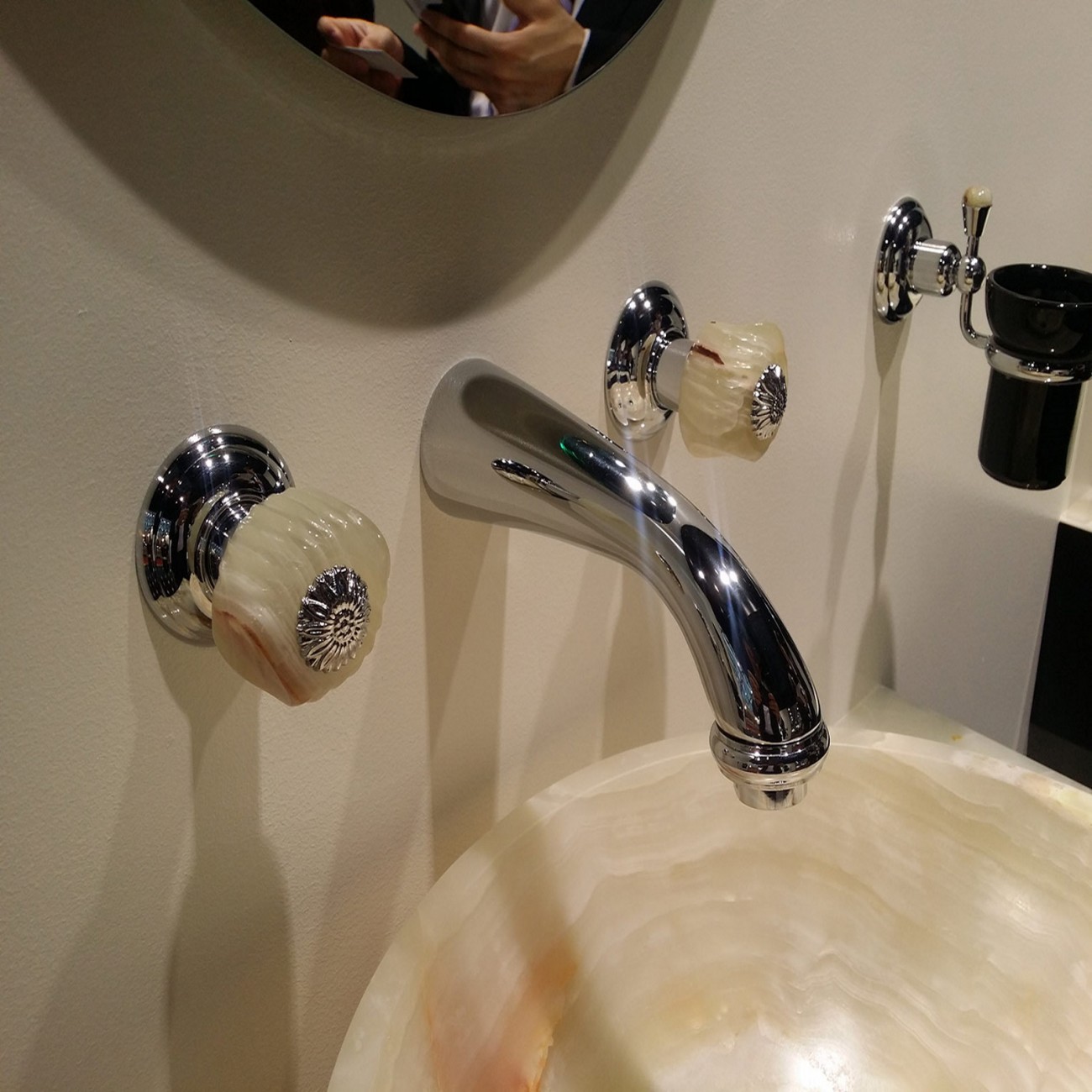 Officina Nicolazzi Onice, Battery washbasin wall mounted