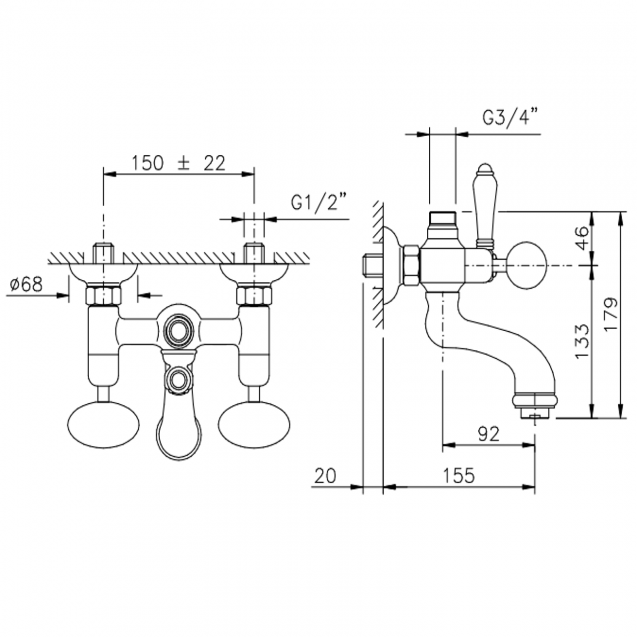 Officina Nicolazzi Cristallo di Rocca, Gruppo vasca esterno per colonna doccia
