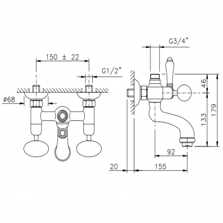 Officina Nicolazzi Cristallo di Rocca, Gruppo vasca esterno per colonna doccia