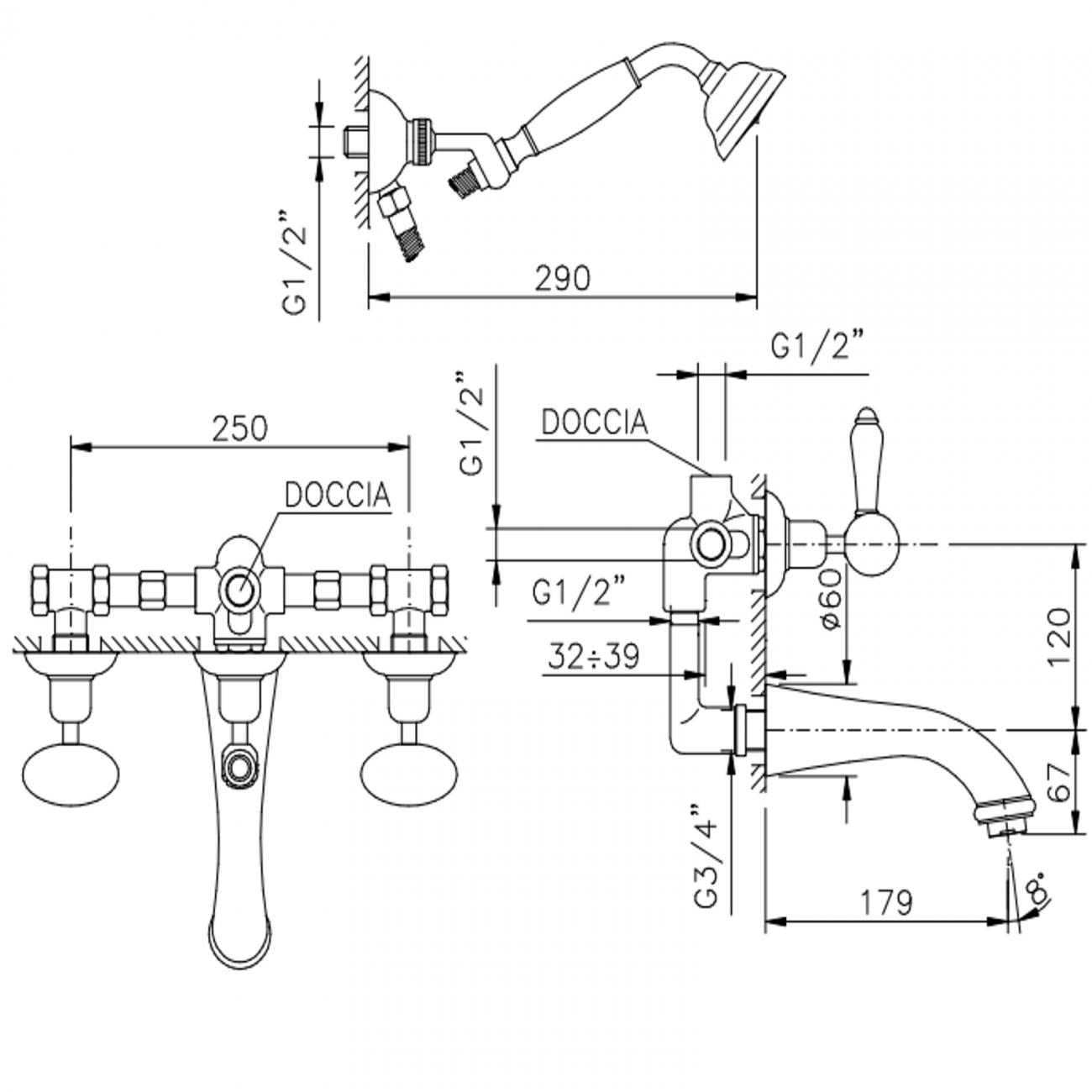 Officina Nicolazzi Cristallo di Rocca, Gruppo vasca incasso erogazione a parete