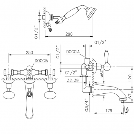Officina Nicolazzi Cristallo di Rocca, Gruppo vasca incasso erogazione a parete