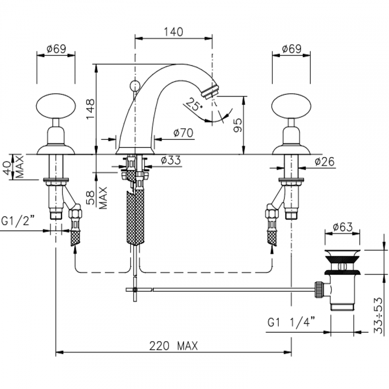 Officina Nicolazzi Cristallo di Rocca, Battery washbasin automatic discharge