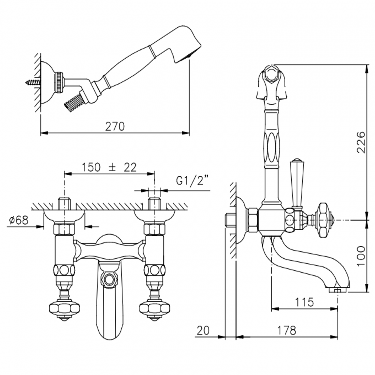 Officina Nicolazzi Teide Chic, Gruppo vasca con doccia esterno duplex