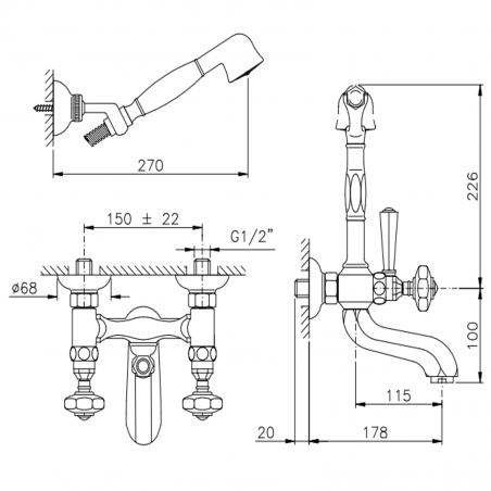 Officina Nicolazzi Teide Chic, Gruppo vasca con doccia esterno duplex