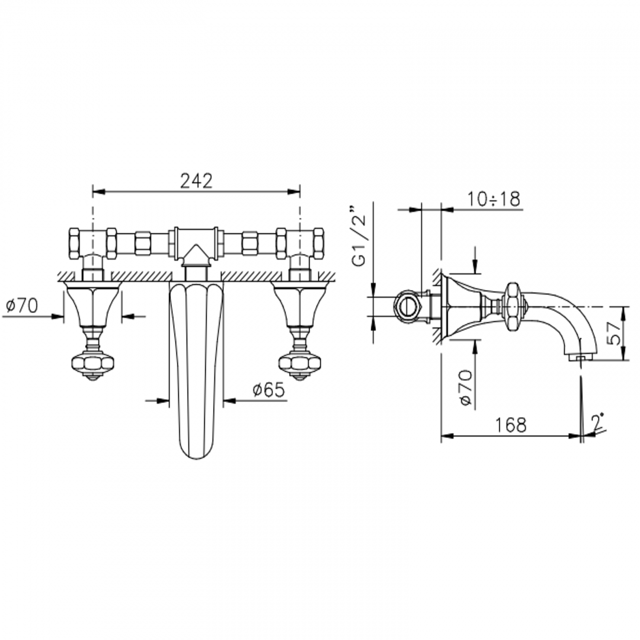 Officina Nicolazzi Teide Chic, Batteria lavabo a parete