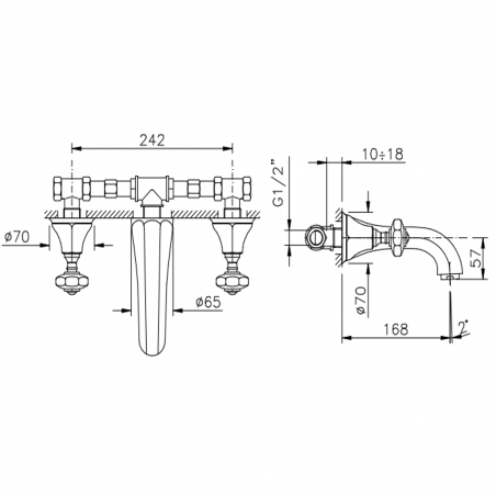 Officina Nicolazzi Teide Chic, Battery washbasin wall mounted