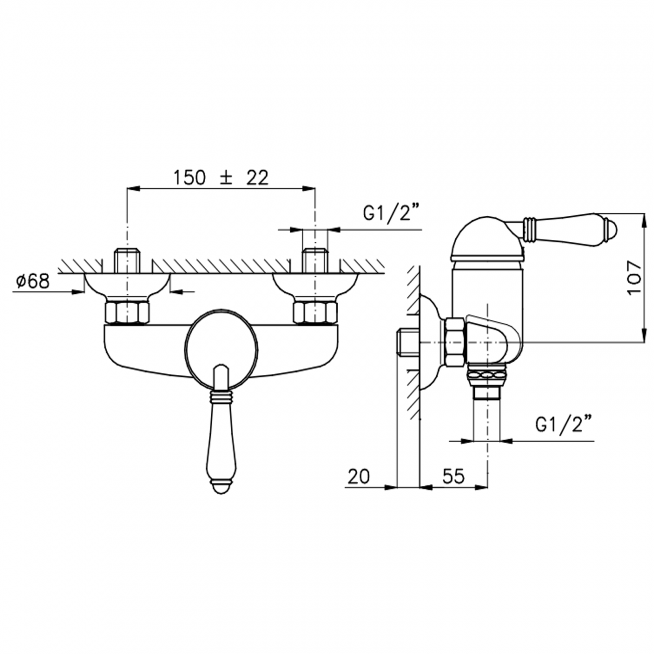 Officina Nicolazzi Monocomando Classico, Single lever external shower